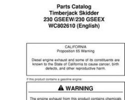 Parts Catalogs for Timberjack model 230 Skidders