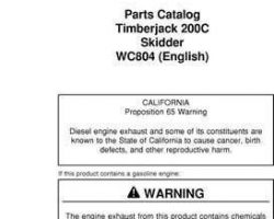 Parts Catalogs for Timberjack 200 Series model 200 Skidders