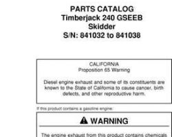 Parts Catalogs for Timberjack model 240 Skidders
