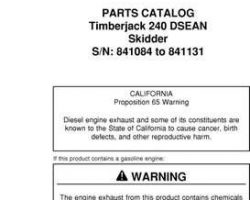 Parts Catalogs for Timberjack model 240 Skidders