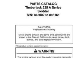 Parts Catalogs for Timberjack model 230 Skidders