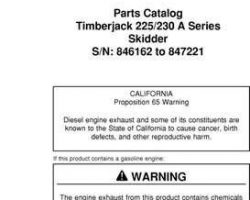 Parts Catalogs for Timberjack model 230 Skidders