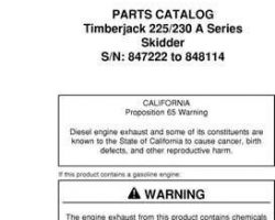 Parts Catalogs for Timberjack model 230 Skidders