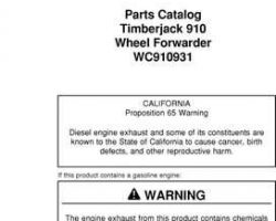 Parts Catalogs for Timberjack model 910 Forwarders