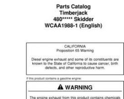 Parts Catalogs for Timberjack model 480 Skidders