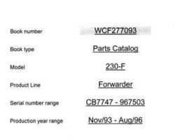 Parts Catalogs for Timberjack F Series model 230f Forwarders