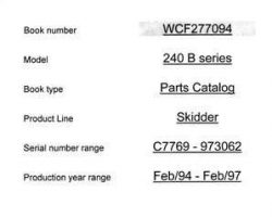 Parts Catalogs for Timberjack B Series model 240b Skidders