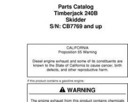 Parts Catalogs for Timberjack B Series model 240b Skidders