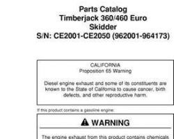 Parts Catalogs for Timberjack model 360 Euro Skidders