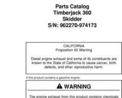 Parts Catalogs for Timberjack 60 Series model 360 Skidders