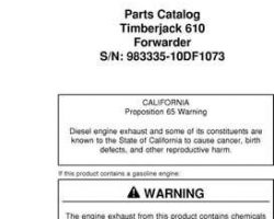 Parts Catalogs for Timberjack model 610 Forwarders