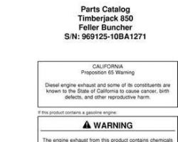 Parts Catalogs for Timberjack model 850 Tracked Feller Bunchers