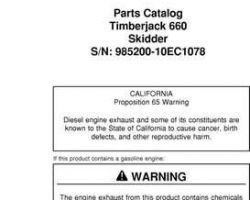 Parts Catalogs for Timberjack 60 Series model 660 Skidders