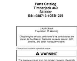 Parts Catalogs for Timberjack model 360 Skidders