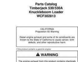 Parts Catalogs for Timberjack model 530 Knuckleboom Loader