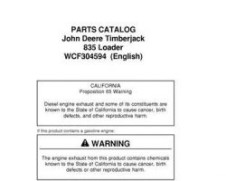 Parts Catalogs for Timberjack model 835 Knuckleboom Loader