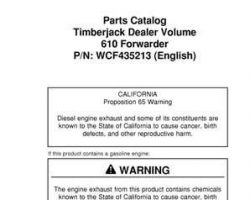 Parts Catalogs for Timberjack model 610 Forwarders