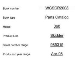 Parts Catalogs for Timberjack model 360 Skidders