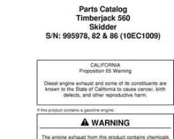 Parts Catalogs for Timberjack 60 Series model 560 Skidders