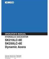 Kobelco Excavators model SK250LC-6E Operator's Manual