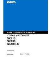 Kobelco Excavators model SK110 Operator's Manual