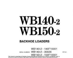 Komatsu Backhoe Loaders Model Wb140-2 Owner Operator Maintenance Manual - S/N 140F10001-140F11450