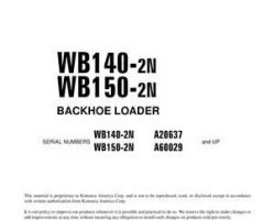 Komatsu Backhoe Loaders Model Wb140-2-N Shop Service Repair Manual - S/N A20637-UP