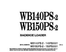 Komatsu Backhoe Loaders Model Wb140Ps-2 Shop Service Repair Manual - S/N 140F50001-140F50091