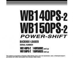 Komatsu Backhoe Loaders Model Wb140Ps-2 Shop Service Repair Manual - S/N 140F50092-140F50097
