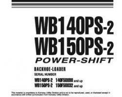 Komatsu Backhoe Loaders Model Wb140Ps-2 Shop Service Repair Manual - S/N 140F50098-UP