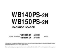 Komatsu Backhoe Loaders Model Wb140Ps-2-N Shop Service Repair Manual - S/N A40001-UP