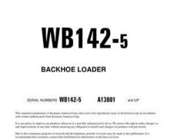 Komatsu Backhoe Loaders Model Wb142-5 Owner Operator Maintenance Manual - S/N A13001-UP