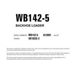 Komatsu Backhoe Loaders Model Wb142-5 Shop Service Repair Manual - S/N A13001-UP