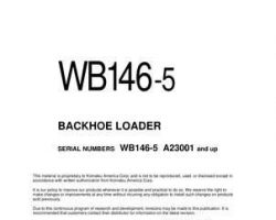 Komatsu Backhoe Loaders Model Wb146-5 Shop Service Repair Manual - S/N A23001-UP
