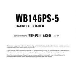 Komatsu Backhoe Loaders Model Wb146Ps-5 Shop Service Repair Manual - S/N A43001-UP