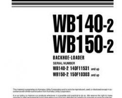 Komatsu Backhoe Loaders Model Wb150-2 Owner Operator Maintenance Manual - S/N 150F10303-UP