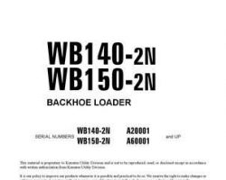 Komatsu Backhoe Loaders Model Wb150-2-N Shop Service Repair Manual - S/N A60001-A60028