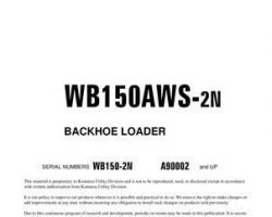 Komatsu Backhoe Loaders Model Wb150Aws-2-N Owner Operator Maintenance Manual - S/N A90002-UP