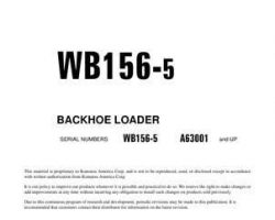 Komatsu Backhoe Loaders Model Wb156-5 Shop Service Repair Manual - S/N A63001-UP