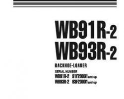 Komatsu Backhoe Loaders Model Wb93R-2 Shop Service Repair Manual - S/N 93F20001-93F21637