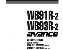 Komatsu Backhoe Loaders Model Wb93R-2 Shop Service Repair Manual - S/N 93F21638-93F23074