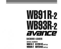 Komatsu Backhoe Loaders Model Wb93R-2 Shop Service Repair Manual - S/N 93F23453-93F25183
