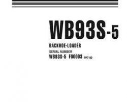 Komatsu Backhoe Loaders Model Wb93S-5 Shop Service Repair Manual - S/N F00003-UP