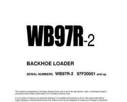 Komatsu Backhoe Loaders Model Wb97R-2 Shop Service Repair Manual - S/N 97F20001-UP