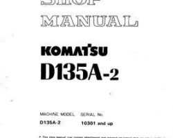 Komatsu Bulldozers Model D135A-2 Shop Service Repair Manual - S/N 10301-UP