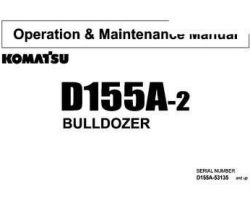 Komatsu Bulldozers Model D155A-2 Owner Operator Maintenance Manual - S/N 53135-UP