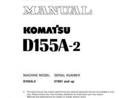 Komatsu Bulldozers Model D155A-2-Emission Eng Shop Service Repair Manual - S/N 57001-UP
