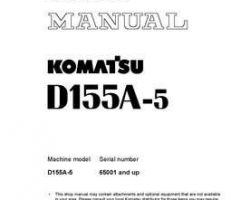 Komatsu Bulldozers Model D155A-5 Shop Service Repair Manual - S/N 65001-UP