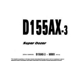 Komatsu Bulldozers Model D155Ax-3 Shop Service Repair Manual - S/N 60001-UP