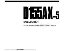 Komatsu Bulldozers Model D155Ax-5 Owner Operator Maintenance Manual - S/N 70001-75000